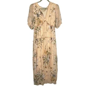 Baltic Born Floral Print V Neck Short Sleeve Maxi Dress Size XL - Picture 1 of 7