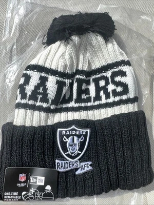 Las Vegas Raiders Hat Team Cuffed Fleece Lined Knit Beanie Removable Pom NFL