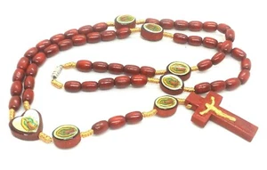 Wood Our Lady of Guadalupe Rosary Beads - Rosary Bead Necklace - Made in Italy - Picture 1 of 3