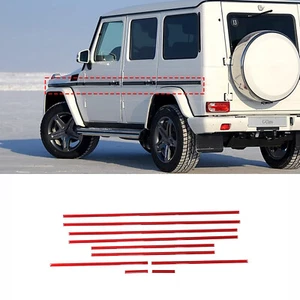 Red Carbon Fiber Side Molding Trim Sticker Fits Mercedes Benz G-Class 2007-2018 - Picture 1 of 7
