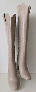 I Saw It First Damen Kniehohe Stiefel High Heel Reißverschluss Beige UK 5 EU 38 NEU - Bild 1 von 13