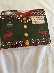 12 Days of Socks Gift Box 12 Pairs Christmas No Show Socks Ladies Size 9-11 NEW - Picture 1 of 7