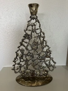 Christmas Tree Candle Holder Candlestick Vintage Silver Plated Xmas Toys Star - Picture 1 of 5