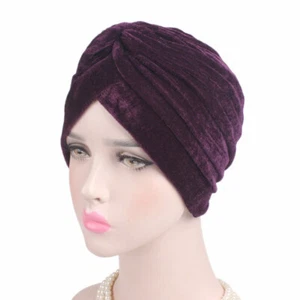 Muslim Women Turban Velvet Hair Loss Long Scarf Chemo Cap Hijab Head Wrap Cancer - Picture 1 of 26
