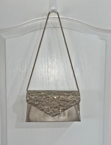 Jessica McClintock Women's Satin Gold-Tone Mesh Evening Bag Handbag Clutch Purse