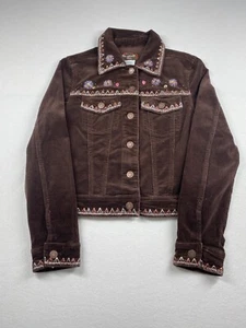 Be Good Womens Size Small Brown Corduroy Jacket With Embroidery Hearts - Picture 1 of 11