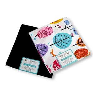 Set of 2 Waverly Inspirations Black & Multicolor Tree Pattern Fat Quarter Fabric - Picture 1 of 6