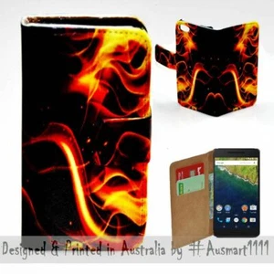 Para Google Pixel Series - Funda Cartera con Impresión de Tema de Llama de Fuego Teléfono Móvil - Imagen 1 de 3