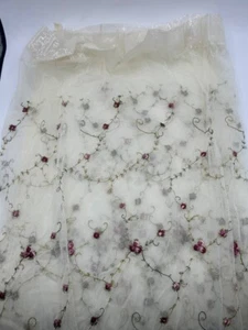 VTG Curtain Panel Sheer Lace Cottagecore Shabby Chic NIB 60" Embroidery AN16 - Picture 1 of 6