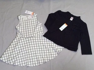 NWT Gymboree Girls XS 4 Posh and & Playful Set Black White Stripe Dress Sweater - Picture 1 of 8