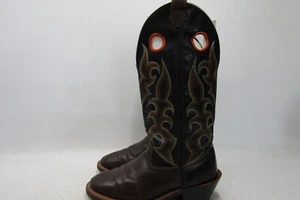 LAREDO Hombres Talla 9.5 D Negro Marrón Cuero Buckaroo Vaquero Botas Occidentales - Imagen 1 de 11