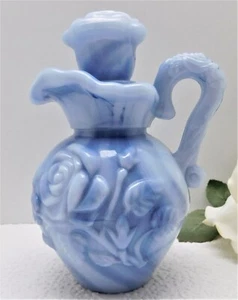 BROCCA IN VETRO DA COLLEZIONE VINTAGE 1978 AVON ROSA VITTORIANA BLU - Foto 1 di 11