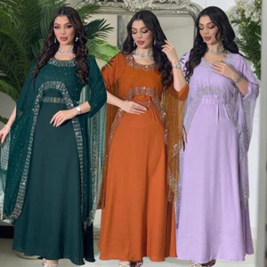 Dubai Women Muslim Evening Party Ball Gown Turkey Islamic Cocktail Kaftan Gown - Picture 1 of 27