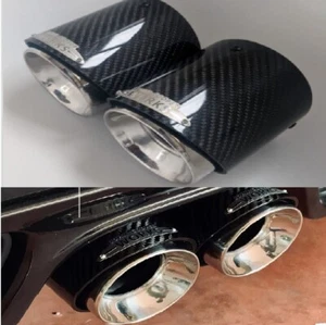 R55 MINI Cooper S JCW John Cooper Works gerollte Auspuffblenden Kohlefaser chrom - Bild 1 von 5
