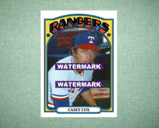 Casey Cox Texas Rangers 1972 Style Custom Baseball Art Card