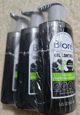 3 New Biore Deep Pore Charcoal Cleanser Face Wash - Oil Control 5 oz Each - Image 1 of 3