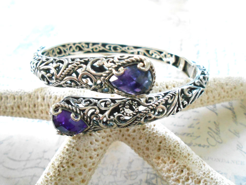 Pulsera Carolyn Pollack Oxidada Plata Esterlina Amtista Filigrana Bisagras 56P-4 Foto 1 de 4