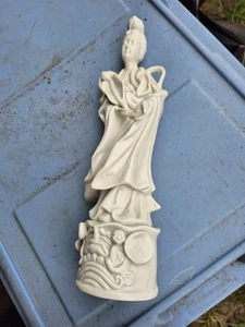 Vintage Chinese Blanc De Chine Quan Kwan Yin Goddess Porcelain Figurine 12” - Picture 1 of 5