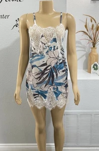 Floral Babydoll Dress Size S Small Satin Lace Sleep Dress Spaghetti Stylestalker - Picture 1 of 7