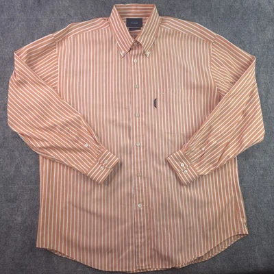 Camisa Faconnable XL Naranja Blanco Rayas Manga Larga Bolsillo con Botones Algodón  Foto 1 de 4