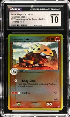 CGC 10 GEM MINT Magma’s Lairon 20/95 REVERSE HOLO EX Team Magma VS Aqua Pokemon - Image 1 of 2