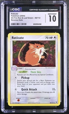 CGC 10 Raticate EX Fire Red & Leaf Green 48/112 Reverse Holo Pokemon Card - Image 1 of 2