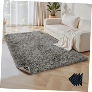 Tappeti 4x6 Grigio Area per Soggiorno Camera da Letto, Lavabili in Lavatrice, Piedi Morbidi Soffici - Foto 1 di 7