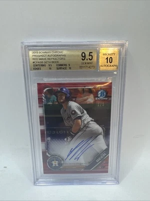 Seth Beer 2019 Bowman Chrome Red Wave Refractor Auto RC /5 BGS 9.5 - Image 1 of 3