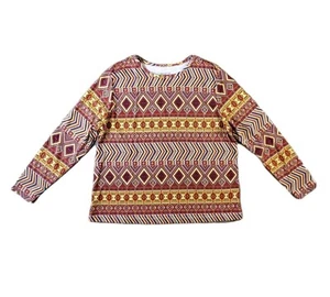 Bedford Fair Women's Blouse Multicolor Petite Large Southwestern Bohemian Aztec - Picture 1 of 5