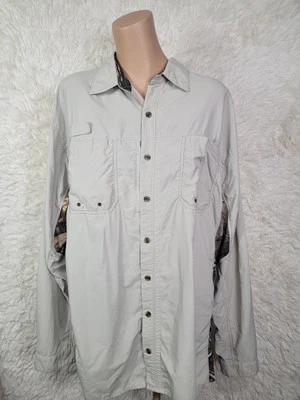 GameHide Mens Button Up Shirt Mens Size Large Tan Camo Hunting Outdoor Pockets N - Image 1 of 4