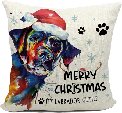 Labrador Christmas Pillow Covers, 18X18, Merry Christmas Labrador Retriever Gift - Image 1 of 4