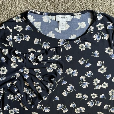 Carmen Floral Volantes Manga 2X Blusa Jersey Negocios Informal Fluida Mujer ☼ Foto 1 de 4