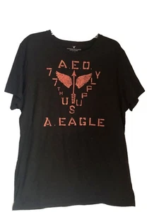 VTG American Eagle Men’s Black T-Shirt Size L Vintage Fit Y2K Street Style - Picture 1 of 5