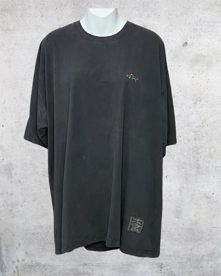 复古 90 年代黑色 Greg Norman 高尔夫 T 恤带鲨鱼标志埃及棉 xL — 第 1/4 张图片