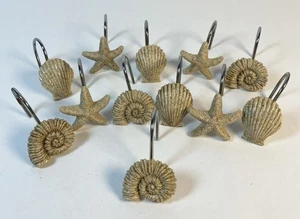 Set12 Ganci per Tenda da Doccia in Resina She’ll e Starfish,Maculati,1 1/2” - Foto 1 di 8