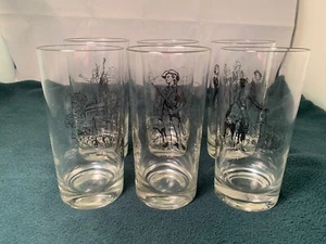 6 Vtg MASSACHUSETTS Souvenir Glasses:Paul Revere, Charlemont Indian, Tea Party.. - Picture 1 of 17