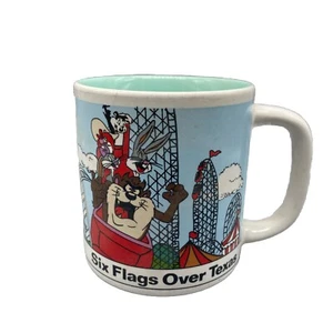 VTG Six Flags Over Texas Mug 1989 Looney Tunes Taz Bugs Bunny Wile E Coyote - Picture 1 of 8