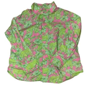 Lilly Pulitzer Via Palm Beach Kids Button Down Shirt Size 6 Rhino - Picture 1 of 3