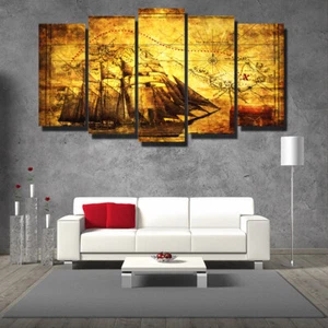 World Map Set Of 5 Pcs Puzzle Thin Canvas Poster Art Home Bar Wall Decor 28 - Picture 1 of 9