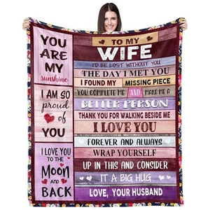 Blanket Gifts for Wife Romantic Anniversary Birthday Gift for Her Love Fleece Th - Picture 1 of 6