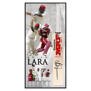 BRIAN LARA SIGNED & FRAMED WEST INDIES CAREER MRF FULL SIZE CRICKET BAT - Picture 1 of 1