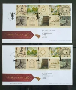 Bundle 2 FDC Lord of the Rings 2004 England block of 10 official Stamps - Photo 1/11