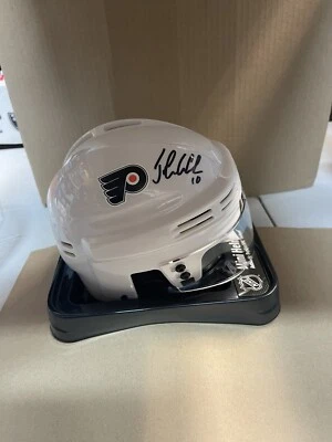 Philadelphia Flyers John LeClair AUTOGRAFIADO Firmado Blanco Mini Casco JSA! Foto 1 de 2