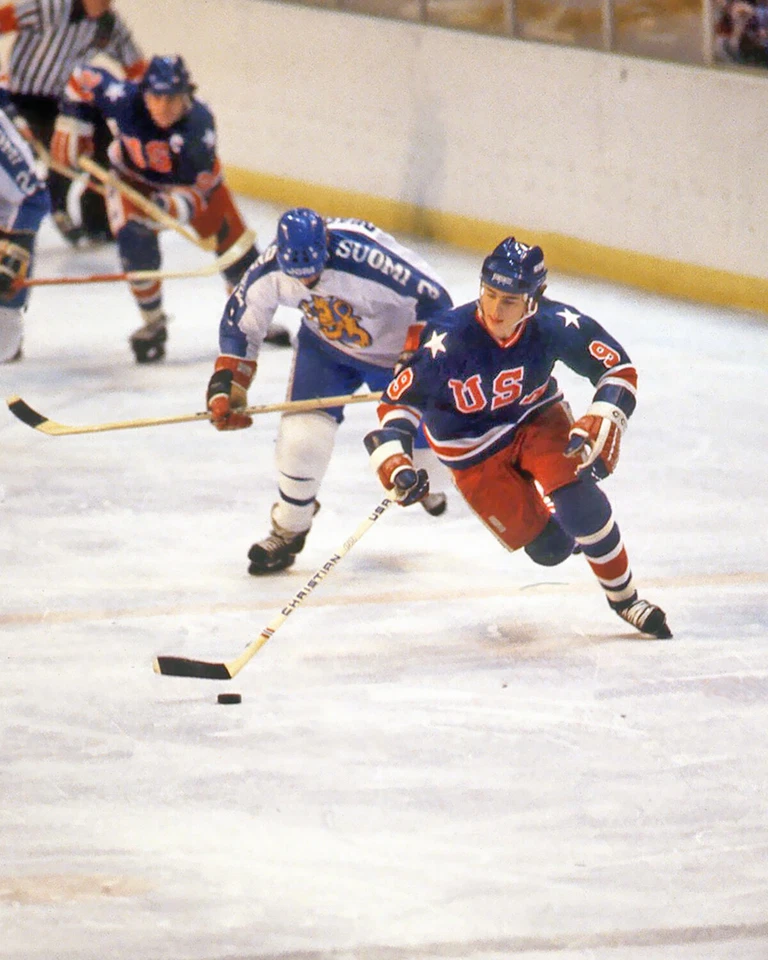 1980 USA HOCKEY vs Finland Glossy 8x10 Photo NEAL BROTEN Print Lake Placid - Image 1 of 1