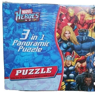 Marvel Heroes 3 In 1 Panoramic Puzzle 135 Pieces New Sealed - Image 1 of 4