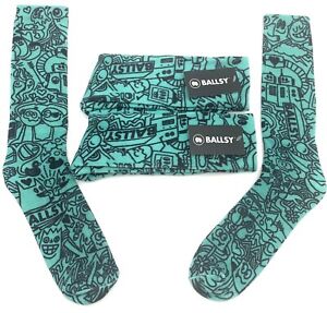 Ballsy Green Print Socks 3 Pairs One Size Fits Most