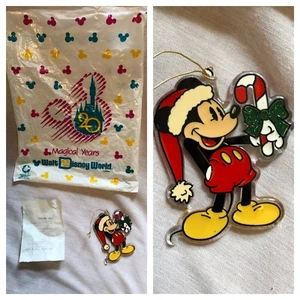 Vintage 1992 Disney Mickey Mouse Christmas Ornament Santa Claus Plastic 3x2.5" - Picture 1 of 6