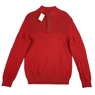 Suéter Pullover Rojo Club Room Para Hombres Acanalado Cuatro Botones S Foto 1 de 4