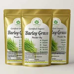 Polvo de hierba de cebada de Nueva Zelanda orgánico certificado 3 kg verde alcalinizante vegano - Imagen 1 de 9
