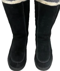 UGG Tall Black Boots Leather Sheepskin Size 6 - Picture 1 of 11